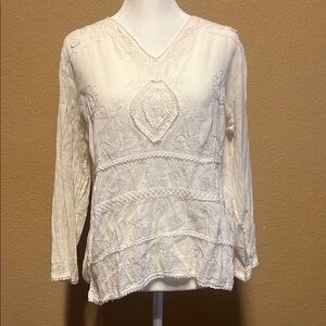Elegant Cream Embroidered Women's Top